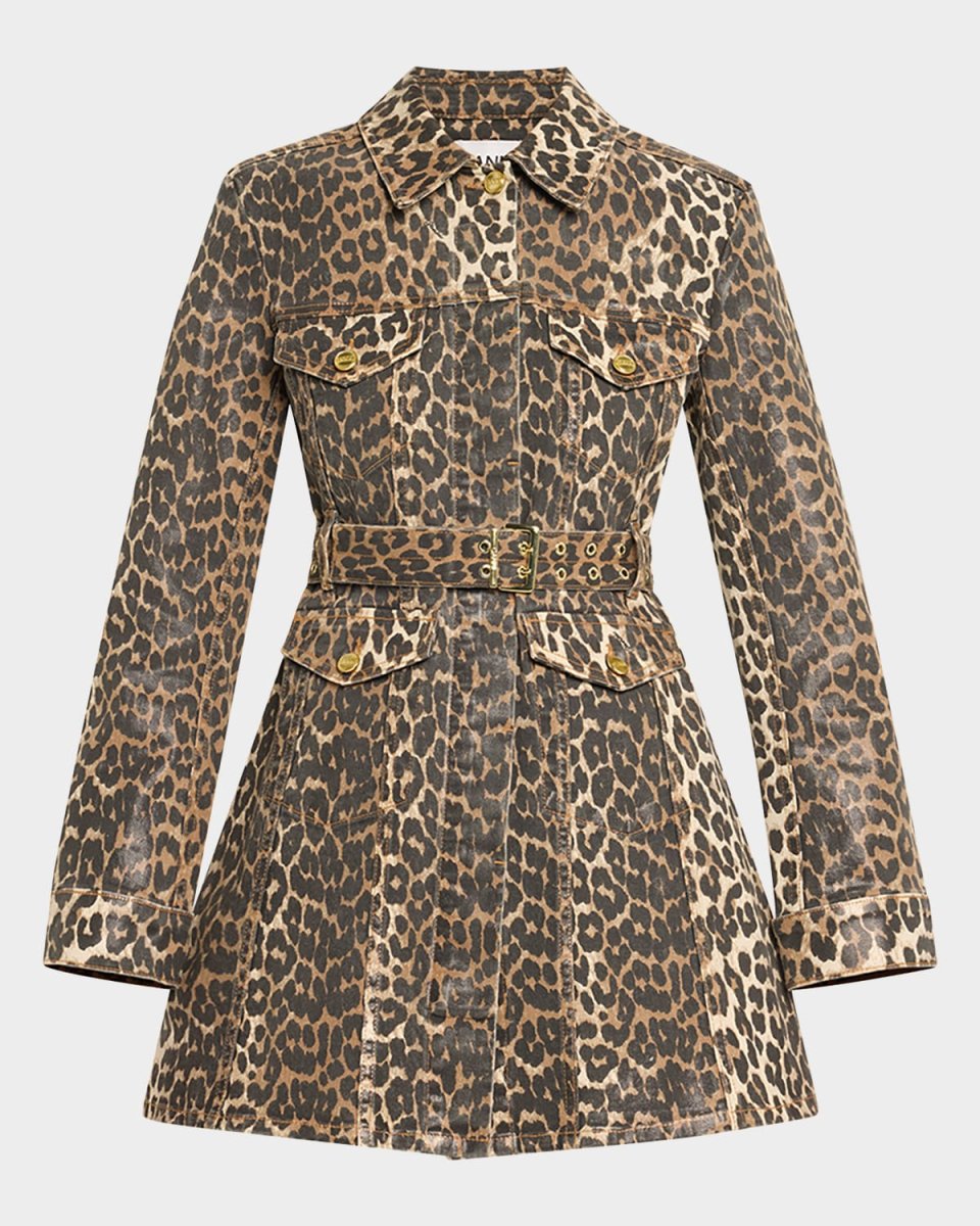 Leopard Foiled Denim Mini Dress